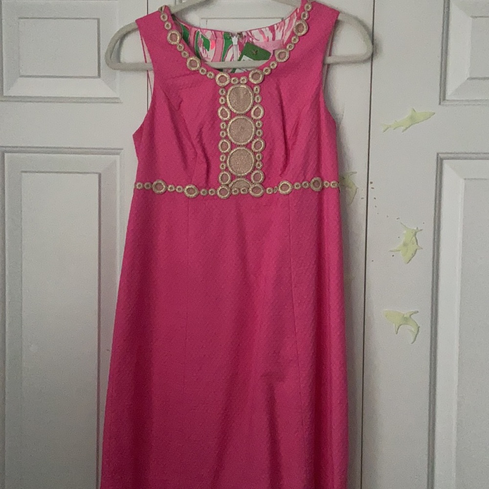 NWT Lilly Pulitzer Pink & Gold Shift Dress